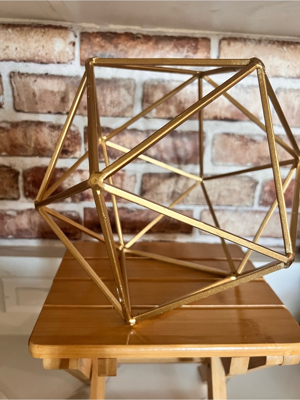 Geometric Metal Decorative Sculpture in Gold